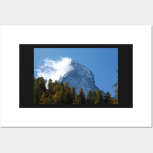 Matterhorn, autumn, trees, forest, clouds, Zermatt, Valais, Switzerland Posters and Art